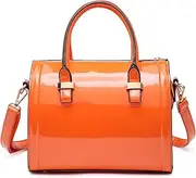 [Dasein] Shiny Patent Faux Leather Handbags Barrel Top Handle Satchel Bag Shoulder Bag for Women