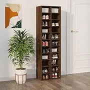 Shoe Cabinet Brown Oak 54x34x183 cm Engineered Wood,Shoe Racks & Organisers 48.78KG-815302