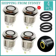 4PCS 12V 12mm Car Boat Push Button Metal Latching Switch LED Light Waterproof
