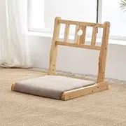 Foldable Meditation Floor Chair with Back Support Portable Japanese Style Tatami Furniture Legless Zaisu Chair for Bay Window (C- Grey Cushion)