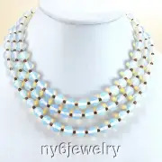 Women Jewelry White Opalite Statement Necklace Copper Clasp 18.5" FREE SHIPPING