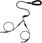 Double Dog Cable - Shock Absorbing Bungee Lead | Durable Split Rope lash | Adjustable Lead for 2 Dogs | Comfortable Walking Rope, Tangle-Free Design | Outdoor Pet Supplies, Travel Walking Accessory,