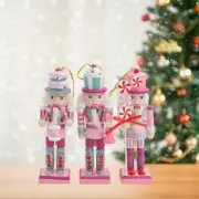 3Pcs Wooden Nutcracker Traditional Christmas Decoration Party Favor