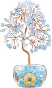 (Aquamarine) Feng Shui-Crystal Tree-Money Tree-Home Decor-Office Decor-Quartz-Seven Chakra-Healing Gemstone-Birthday Gift Moon Pons Selection