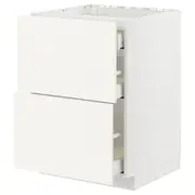 METOD / MAXIMERA base cab f hob/2 fronts/3 drawers, white/Vallstena white, 60x60x80 cm