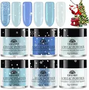 6PCS Acrylic Powder, EBANKU Blue Acrylic Powder Large Capacity Professional Acrylic Nail Powder for Nail Acrylic Extension, Nail Carving, Long-Lasting, No Nail Lamp Needed