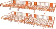 4 Pack Wall Mounted Shelves, Garage Wire Shelf, Heavy Duty Hanging Shelving, Orange Utility Shelf Loads 260 LBS Floating Shelves Mesh Storage Rack for Garage, Office, Kitchen, Closet and Laundry Room