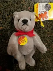 STEIFF MINIATURE Mohair JOINTED BEAR Grey teddy 5" tags and pin 0207/14