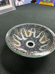 FES Handpainted Moroccan Ceramic Bathroom Sink