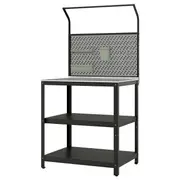 GRILLSKÄR kitchen island w back panel, stainless steel/outdoor, 86x61x176 cm