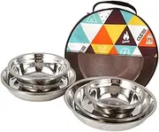 UPKOCH 1 Set Stainless Steel Camping Tableware Set Durable Outdoor Dinnerware with Storage Bag Includes Plates Bowls for Picnic BBQ and Camp Cooking Essentials