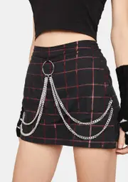 [Black Friday] Metalic Checks Skort