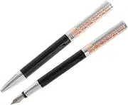 David Aster Unisex Fountain Pen and Ballpoint Pen Set - Rose Gold/Black