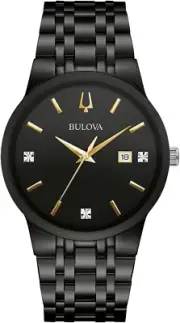 Bulova Mens Modern Gold Tone Stainless Steel 3-Hand Calendar Date Quartz Watch,