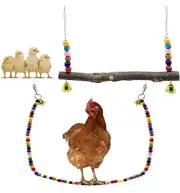 Natural Wooden Chicken Swing For Hens Large Bird Parrot Macaw Training Toys NEW