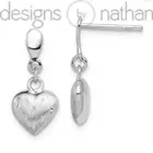 Designs by Nathan | 925 RhP Silver Plated 3-D Scratch Heart Post Earrings