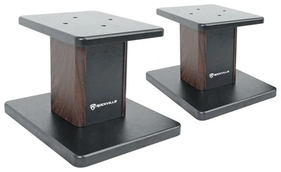 Rockville 8” Dark Wood Studio Monitor Speaker Stands For Samson M50 Monitors