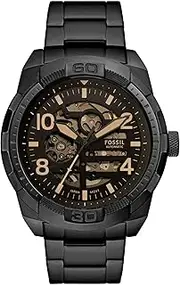 [FOSSIL] Men's Black Stainless Steel Bronson Analogue Watch, 48mm
