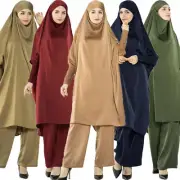 Muslim Women Khimar Pants Set Hooded Abaya Hijab Dress Prayer Kaftan Robe Caftan