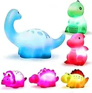 6 Packs Light Up Bath Toys,Floating Dinosaur Bathtub Toys for Baby Toddlers,Flashing Colourful LED Bathtub Shower Toys Set for Preschool Boys Girls Swimming Pool Party Birthday Gifts