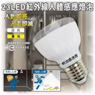 ［明沛］23LED感應燈泡(E27銅頭型)-E27螺旋銅頭設計 旋上即用-白光 黃光可選-MP4312