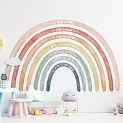 Tinideya 76.77x47.24'' Watercolor Large Rainbow Wall Decal with Inspirational Quote Peel and Stick Rainbow Wall Stickers Waterproof Decal for Girls Kids Bedroom Classroom Nursery Playroom(Cute)