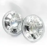 Halogen Crystal headlamps for Land Rover Defender head lights H4 round 7" 90 110 Pairs With Lens