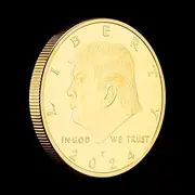Collectable Challange Coin Trump 2024 Coin 47th - Gold Color Big 1.75" Coin - Great Gift in Plastic Pouch