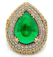 Ottoman Empire Style 14CT Treated Emerald 925 Sterling Silver Ring Sz 8 HB2-6