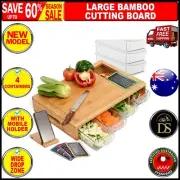 Large Bamboo Cutting Board & 4 Containers with Mobile Holder gift included