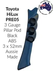 3 Gauge Pillar Pod Black ABS to suit Toyota Hilux Pre 05 Aussie Made 52mm