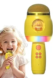 Singing Microphone for Kids, Wireless Cartoon Karaoke Mic with LED Lights, Portable Speaker, Fun Singing Supplies for Children, Boys, Girls and Adults, 7.6x3.15x3.15 inches
