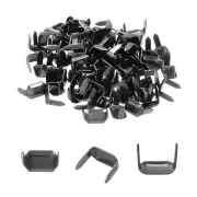 100Pcs Brass Leather Staples, 8mm Two Prong Belt Loops Fasteners, Gun-Black