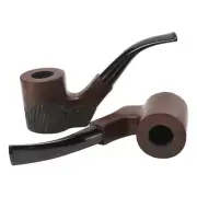 Tobacco Pipe Ebony Wood 9mm Filter Retro Straight Bent Type Handle Smoking Tools