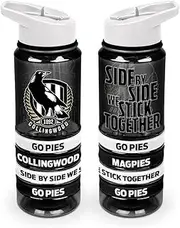 Collingwood Magpies AFL Tritan Drink Bottle with Wrist Bands and Flip-up Straw