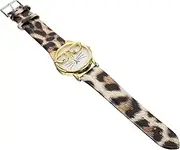 [WOFASHPURET] Unique Beard Pattern Watch for Girls Comfortable Pu Leather Strap Quartz Watch