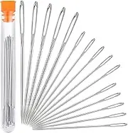 Hekisn Large Eye Sewing Needles, Sewing Needles, Stainless Steel Embroidery Thread Needle, Handmade Yarn Knitting Needles Leather Needle (15 Pieces)
