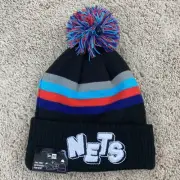 Brooklyn Nets Beanie New Era City Edition Block Patch Cuffed Pom Knit Hat NWT