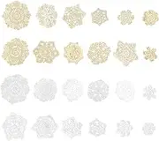 ASAKKURA 24pcs Handmade Crochet Lace Coasters Cotton Floral Appliques for Decor DIY Crafts Table Centerpieces and Vintage