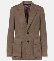 [Ralph Lauren Collection] Ralph Lauren Collection Preston II herringbone tweed blazer AU 10 brown