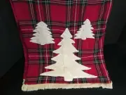 Christmas Red Plaid Table Runner with Christmas Trees , 16" x 72", NWT