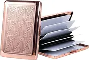 [EYIDADAE] RFID Slim Metal Shielding Credit Card Holder Protective Case Travel Wallet for Men and Women Black Lightweight Solid Metal Letter Holder Credit Card Holder, Rose Gold, S, Minimalist