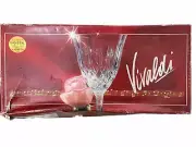 Vintage Vivaldi Crystal Capri Cap Set of 4 Goblet Glasses Original Box