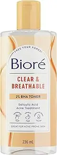 Biore Witch Hazel Pore Clarifying Toner with 2% Salicylic Acid for Acne Clearing and Balanced Skin Purification, 236ml