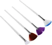 Beavorty 4pcs Soft Fan Shape Facial Mask Brush Set Makeup Applicator for Mud Face Masks White Purple Brown Blue Gentle Skincare