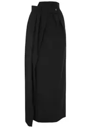 A.W.A.K.E Mode Deconstructed Stretch-wool Maxi Skirt - Black - 38 (UK10 / S) 38 (UK10 / S)
