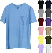 [Generic] Mens T-Shirts Cotton V Neck with Pocket Summer Short Sleeve Beach Tops 2025 Casual Solid Basic Tee Big and Tall Shirt