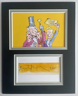 Quentin Blake Signed Autograph 10x8 photo display Charlie Chocolate Factory COA