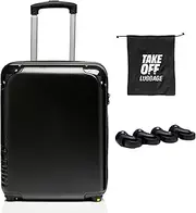 [Take OFF Luggage] 18 Inch Personal Item Removable Wheels Suitcase 2.0 Converts From Carry On Into Under The Seat Luggage and Fits Into Airline Personal Item Sizer, Black, 18 inch - 2.0, Hardside Luggage With Removable Spinner Wheels