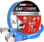 CAT 6 Shielded 10 ft Ethernet Cable, Indoor High-Speed 10Gbps Snagless Long CAT6 10FT Ethernet Cable for Internet, Router, Modem, Gaming, PlayStation, Xbox, POE Camera (Blue, 10FT)